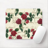 ゴージャスな赤いバラとクラシックヴィンテージ手書き マウスパッド (マウス)