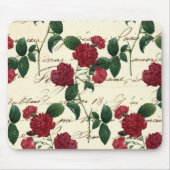 ゴージャスな赤いバラとクラシックヴィンテージ手書き マウスパッド (正面)