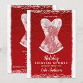 ゴージャスな赤と白のホリデー下着パーティー 招待状 (正面/裏面)