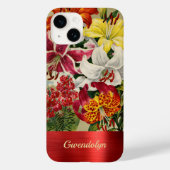 ゴージャスな赤と金ゴールドのヴィンテージユリとモノグラム Case-Mate iPhoneケース (裏面)