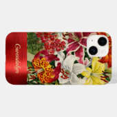 ゴージャスな赤と金ゴールドのヴィンテージユリとモノグラム Case-Mate iPhoneケース (裏面 (横))