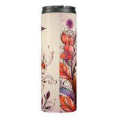 ゴージャスな赤の鳥と花のカスタム名サマー タンブラー (裏面)