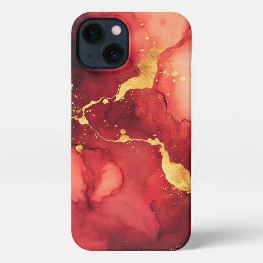 ゴージャスな赤アルコールガーリー金ゴールド iPhoneケース (裏面)