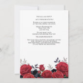 ゴージャスな赤エレガントいバラ結婚ス 招待状 (裏面)