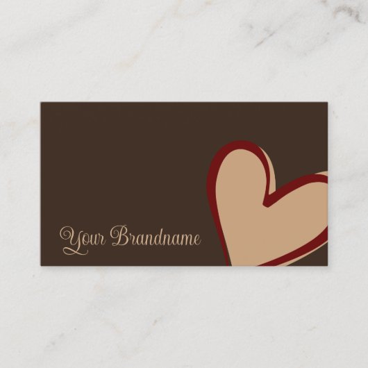 ゴージャスな赤ベージュハート可愛シンプルい 名刺 (正面)