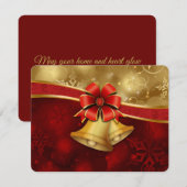 ゴージャスな赤金装飾のホリデーカード シーズンカード (正面/裏面)