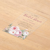 ゴージャスな赤面とバラモダンブライダルシャワー アクリル招待状 (レイダウン)