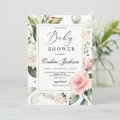ゴージャスな赤面フローラフレーム金ゴールドベビーシャワー 招待状 (スタンド正面)