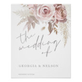 ゴージャスな赤面フローララージ結婚のポスターのサイン ポスター (正面)