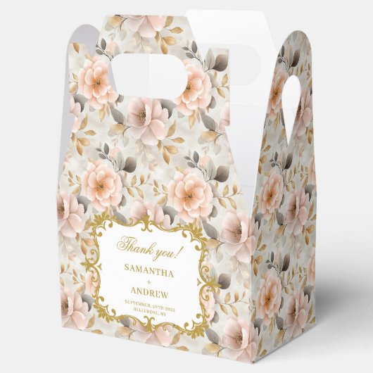 ゴージャスな赤面金ゴールド結婚フローラのサンキューボックス フェイバーボックス (オープン)