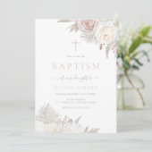 ゴージャスな赤面&アイボリーフローラバプテスマ 招待状 (スタンド正面)