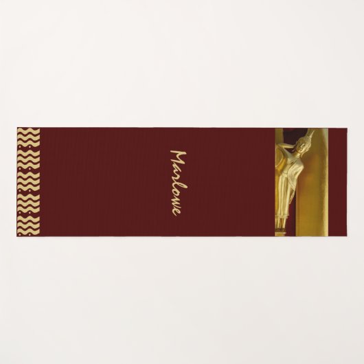 ゴージャスな金ゴールドとダークレッドリクライニング仏 ヨガマット (正面(横))