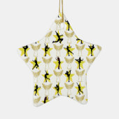 ゴージャスな金ゴールド姿スケートで滑るクリスマスデザイン セラミックオーナメント (右)