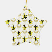 ゴージャスな金ゴールド姿スケートで滑るクリスマスデザイン セラミックオーナメント (裏面)