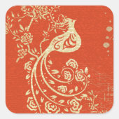 ゴージャスな金ゴールド素晴らしバガーリーーレトロフローラ スクエアシール (正面)