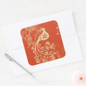 ゴージャスな金ゴールド素晴らしバガーリーーレトロフローラ スクエアシール (封筒)