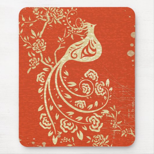 ゴージャスな金ゴールド素晴らしバガーリーーレトロフローラ マウスパッド (正面)