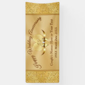 ゴージャスな金ゴールド結婚50周年記念バナー 横断幕 (縦)