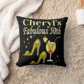 ゴージャスな金ゴールド50番目の誕生日デザイン クッション (ブランケット)