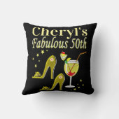 ゴージャスな金ゴールド50番目の誕生日デザイン クッション (裏面)
