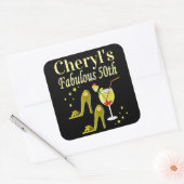 ゴージャスな金ゴールド50番目の誕生日デザイン スクエアシール (封筒)