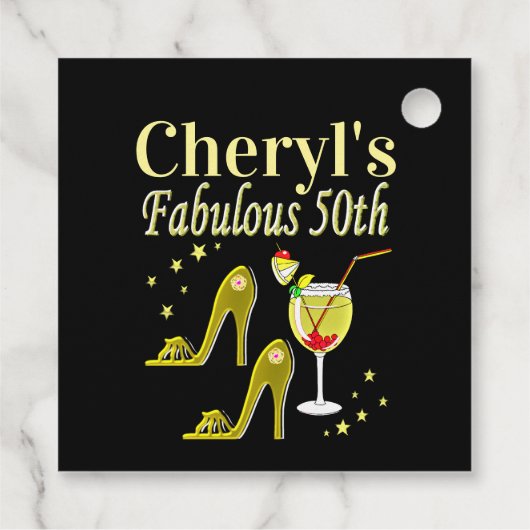 ゴージャスな金ゴールド50番目の誕生日デザイン フェイバータグ (裏面)