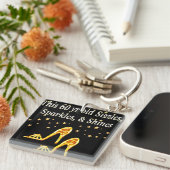 ゴージャスな金ゴールド60番目の誕生日 キーホルダー (正面右)