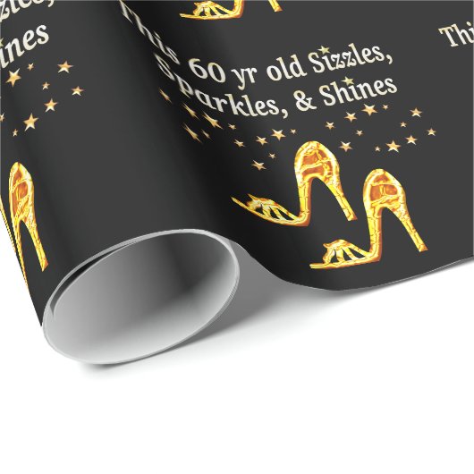 ゴージャスな金ゴールド60番目の誕生日 ラッピングペーパー (ロールコーナー)