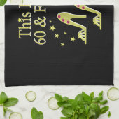 ゴージャスな金ゴールド60誕生日ハイヒールデザイン キッチンタオル (折り畳み)