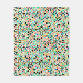 ゴージャスな金箔モロッカンタイルパターン in フリースブランケット