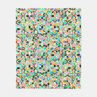 ゴージャスな金箔モロッカンタイルパターン in フリースブランケット