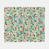 ゴージャスな金箔モロッカンタイルパターン in フリースブランケット (正面(横))