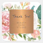ゴージャスな銅色のメタリックパステルピオンの感謝 スクエアシール (正面)