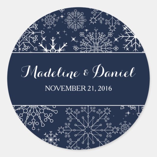 ゴージャスな雪の結晶結婚式用シール/シール ラウンドシール (正面)