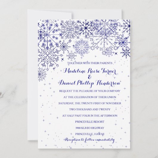 ゴージャスな雪 – 冬の結婚式招待状2 招待状 (正面)