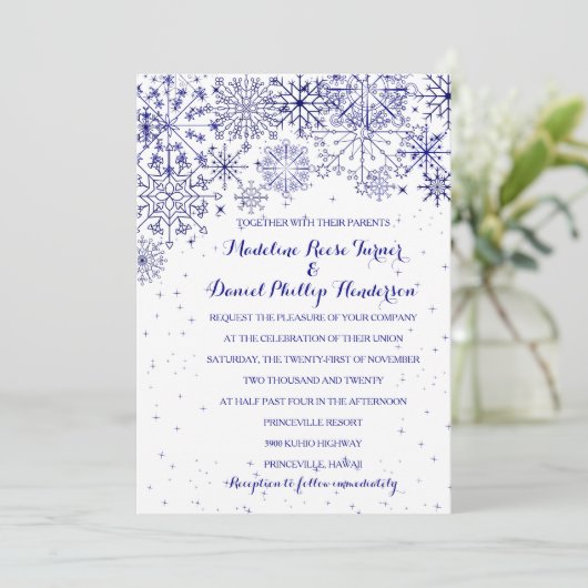 ゴージャスな雪 – 冬の結婚式招待状2 招待状 (スタンド正面)