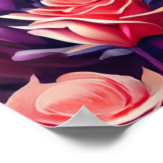 ゴージャスな青い目をしたバラ絵画のヒョウ ポスター (角)