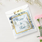 ゴージャスな青い花と金ゴールドアクセント フェイバーバッグ (封をした状態)