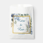 ゴージャスな青い花と金ゴールドアクセント フェイバーバッグ (正面)