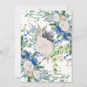 ゴージャスな青い花に魅了されたカップル結婚ズ 招待状 (裏面)