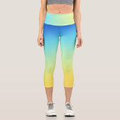 ゴージャスな青から黄色のグラデーション カプリレギンス (正面)