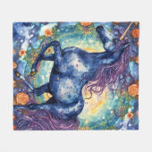 ゴージャスな青のユニコーン フリースブランケット (正面(横))