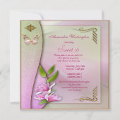 ゴージャスな靴 マグノリア＆バタフライ スウィート16 招待状 (裏面)