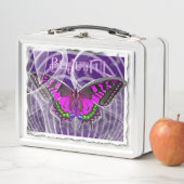 ゴージャスな額縁の蝶「美しい」文字 メタルランチボックス (インサイチュ)