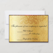 ゴージャスな飾り付けのゴールドマスカレード結婚式招待状 出欠カード (裏面)