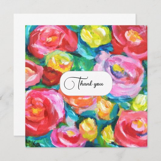 ゴージャスな鮮やか抽象芸術バラの花芸術的 サンキューカード (正面/裏面)
