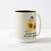 ゴージャスな鳥とヒマワリ引用文 ツートーンマグカップ (正面右)
