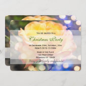 ゴージャスな黄色いバラの花クリスマスパーティー 招待状 (正面/裏面)