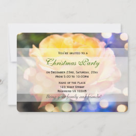 ゴージャスな黄色いバラの花クリスマスパーティー 招待状