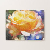 ゴージャスな黄色いバラの花。花の写真。 ジグソーパズル (横)